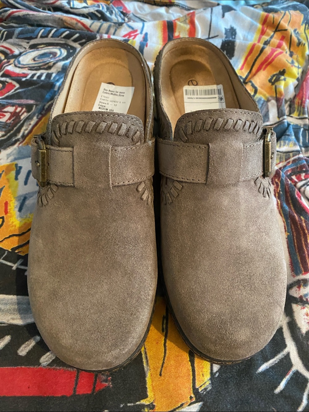 Earth Men's Suede Slip-On Mules in Taupe Brown